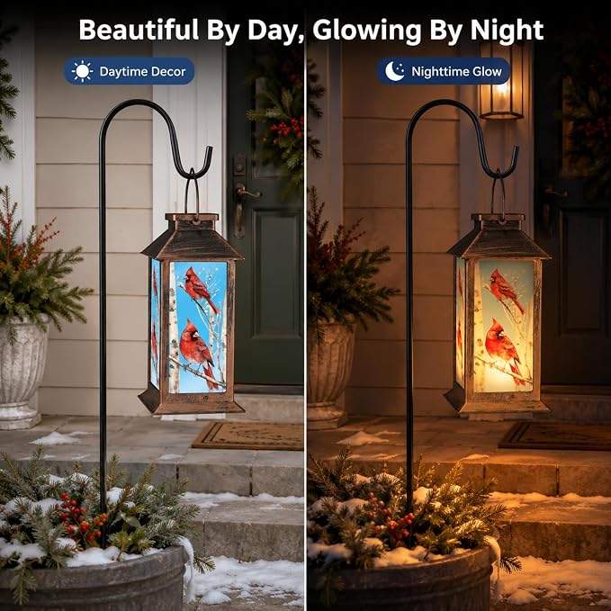 Solar Lanterns for Garden Decor, Waterproof Design Solar LED Hanging Lights for Yard, Patio, Lawn, and Porch, Gifts for Mom, Grandma(Tree Trunk)