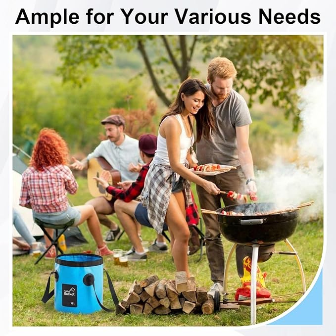3 Gallon 3 Pack Collapsible Bucket, Foldable Water Bucket with Handles, Portable Camping Buckets for Fishing, Hiking, Cleaning, Outdoor & Travel Use (Multicolor)