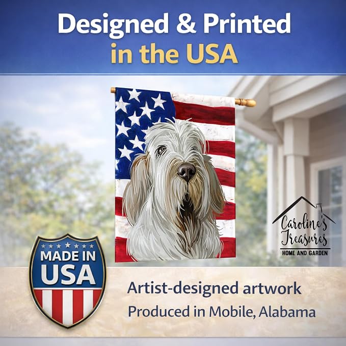 Caroline's Treasures CK6720CHF Spinone Italiano Dog American Flag House Flag Large Porch Sleeve Pole Decorative Outside Yard Banner Artwork Wall Hanging, Polyester, House Size, Multicolor