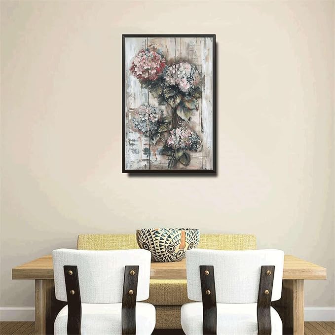 Metal Sign Tin Sign Vintage Antique Opulence Hydrangea Tin Sign for Shabby Chic Interiors Rustic Elegance and Corrosion Resis Boho Office Decor for Home Decor 6×8 Inches with Metal Frame