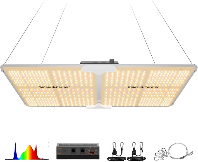 Spider Farmer SF2000 200W LED Grow Light for Indoor Plants, Upgraded High Efficiency LEDs, Dimmable Full Spectrum High PPFD, Deep Penetration for Seed Starting/Vegetables/Bloom in 2x4 Grow Tent