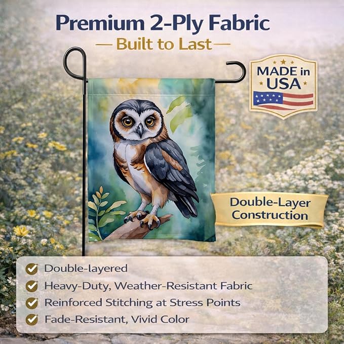 Caroline's Treasures Spectacled Owl Garden Flag Mailbox Flag Decorative Yard Flag Banner Outside Patio Artwork Yard Flower Beds, Garden Size, Multicolor