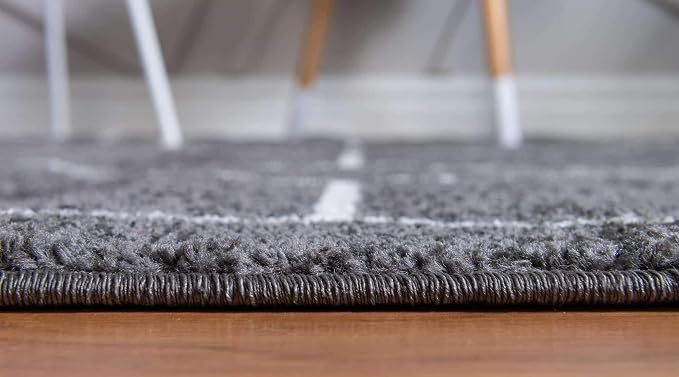 Unique Loom Trellis Frieze Collection Area Rug - Geometric (5' x 8' Oval, Dark Gray/ Ivory)