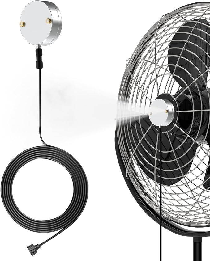 DR.PREPARE Fan Mister for Outside, Magnetic Fan Misting Kit, Mist Attachment, Portable Misting Cooling System with 16.4FT Mist Water Hosefor Patio, Backyard, Garden, Terrace, Pool (Fans Not Included)