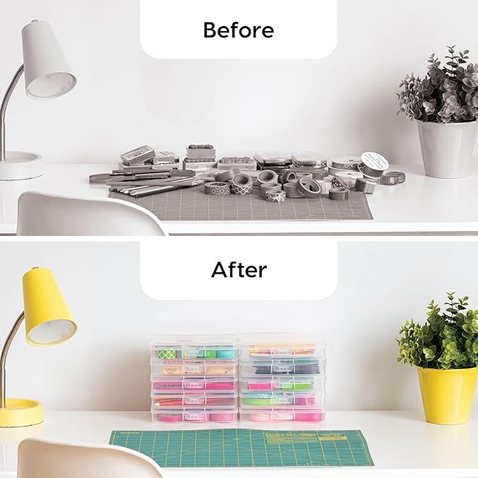 IRIS USA 4" x 6" |Made in USA| 10-Pack Photo Storage Box Organizer Containers for Pictures, Tasks, Stickers, Ephemera, & Flashcards - Clear