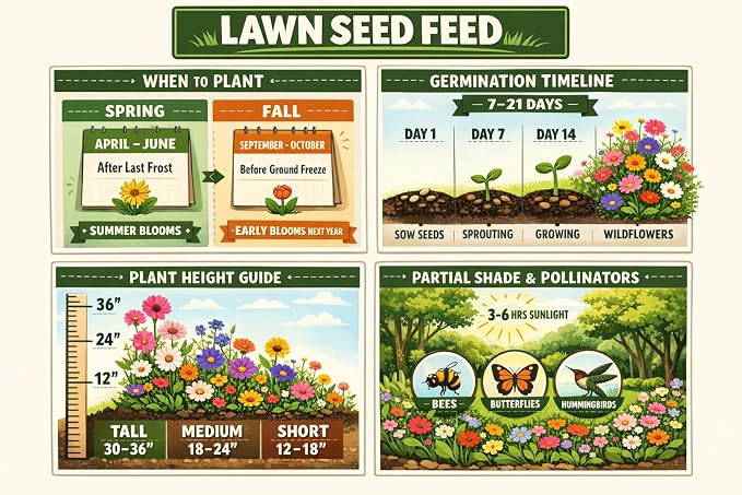 Deer Resistant Wildflower Seeds (2oz) Hardy Garden Flowers Designed to Deter Deer & Support Pollinators