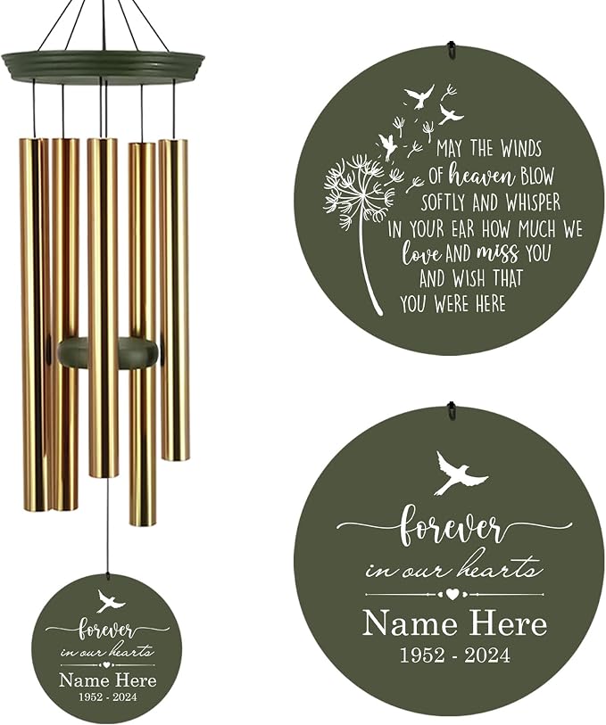 Personalized 30/36 inch Wind Chimes Memorial, Deep Tone Memorial Wind Chimes for Loss of Loved One/Mom/Dad, Sympathy Gifts for Bereavement(Produced in Texas)