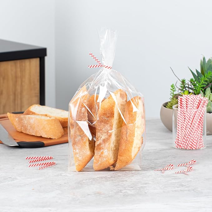 Restaurantware Twist Ties 5000 Pack of 4-Inch Reusable Paper Bag Ties Laminated Gripping Strong Red Flush-Cut Bread, Candy, Coffee, Cookie, Bakery Bag, Party, Gifts, Cake Pops, Packaging