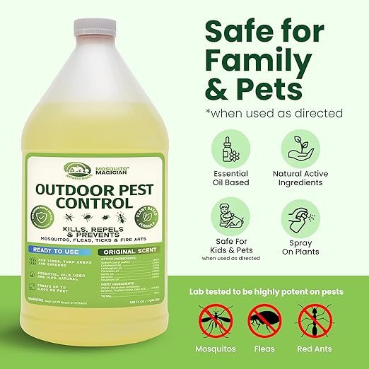 Mosquito Magician Handheld Battery Sprayer Bundle – Includes 2 × 1-Gallon Ready-to-Use Mosquito Spray – Kills Mosquitoes, Fleas & Fire Ants – Adjustable Nozzle for Easy Yard & Patio Application