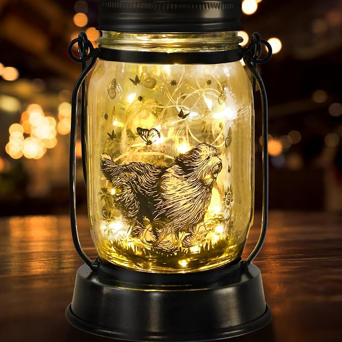 kyoryuger Old English Sheepdog Gifts for Women/Men, Pet Solar Lanterns Old English Sheepdog Lover Lantern Pet Loss Dog Memorial Lights Solar Garden Decoration for Yard,Patio,Torches Lights