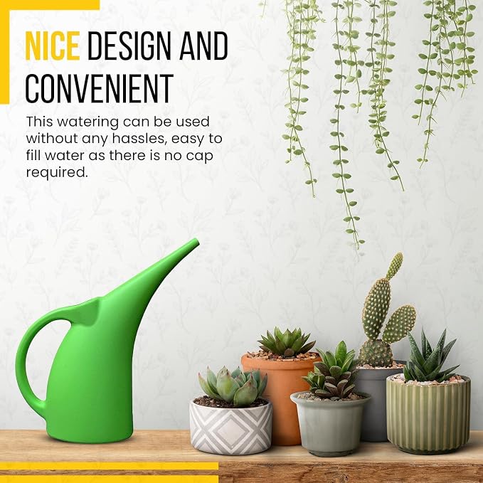 2 Pack 1/2 Gallon Green Watering Can – Small Plastic Plant Waterer for Indoor & Outdoor Use – Lightweight Garden Tool with Easy Pour Spout – Ideal for Flowers, Herbs & Lawns