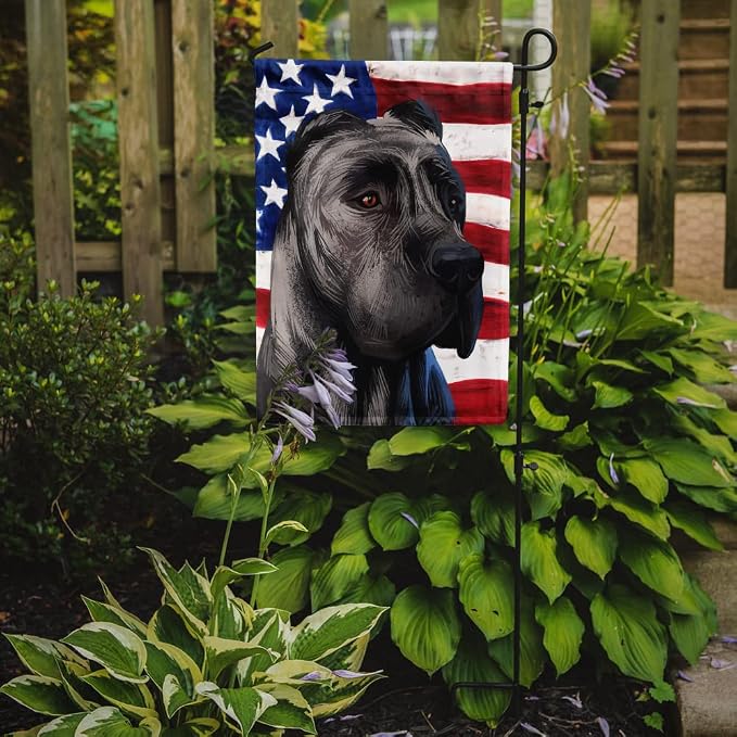 Caroline's Treasures CK6640GF Perro de Presa Canario American Flag Garden Flag Mailbox Flag Decorative Yard Flag Banner Outside Patio Artwork Yard Flower Beds, Garden Size, Multicolor