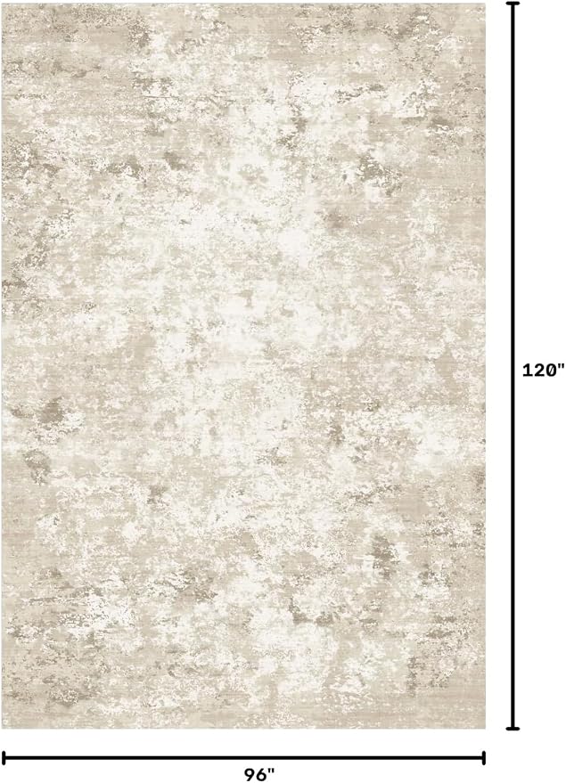 Toneed Washable 8x10 Beige Area Rug with Non-Slip Backing for Living Room | Abstract Modern Rugs, Soft Low Pile Carpet for Bedroom Kitchen Dining Room Nursery Indoor Floor Office Home Decor