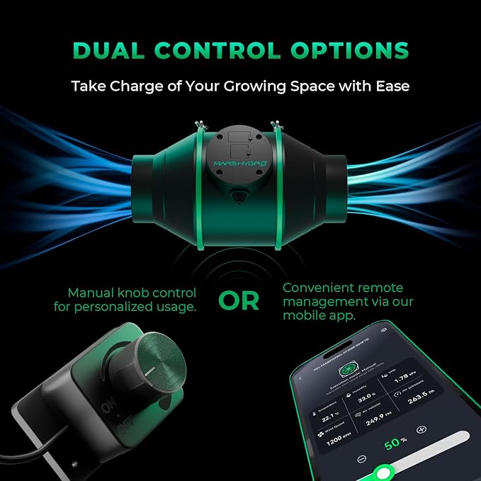 MARS HYDRO iFresh 6" Grow Tent Exhaust Fan kit with RJ12 Speed Controller | Air Filtration ,Ventilation System with Quiet Inline Fan,Carbon Filter,13ft Ducting for Grow Room Cooling and Odor Control