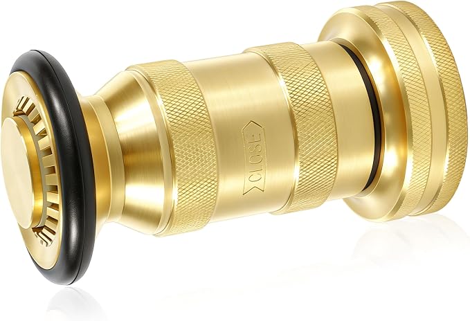 Happy Tree 1-1/2" NST/NH Fire Hose Nozzle 100 psi 85 gpm Brass Fire Equipment Heavy Duty Industrial Jet Fog Spray Nozzle Slim Neck