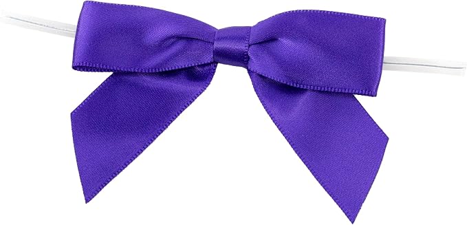 Reliant Ribbon 5170-28605-3X2 Satin Twist Tie Bows - Large Bows, 7/8 Inch X 100 Pieces, Purple Haze