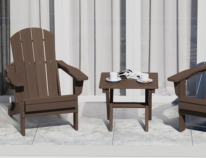 SERWALL Folding Outdoor Side Table Set of 2, Portable Adirondack Side Table, Coffee