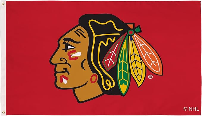 NHL Chicago Blackhawks 3' x 5' Outdoor Durable Flag with Grommets, Heavy Duty Flag & Banner for Outdoor Garden Patio, Indoor Wall Decor Flag for Room, Works with Flag Poles for Outside House