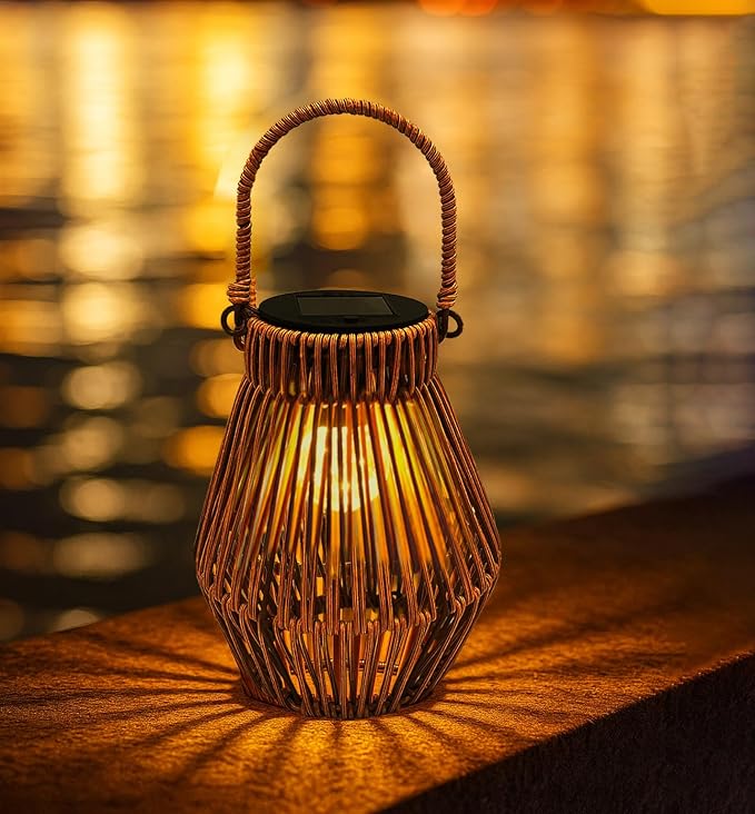 Solar Lanterns Outdoor Waterproof Rattan Solar Lights for Outside Garden Decor Mothers Day Gifts Hanging Lanterns Decoration Outside for Yard, Backyard, Patio Porch, Pathway Pack of 1