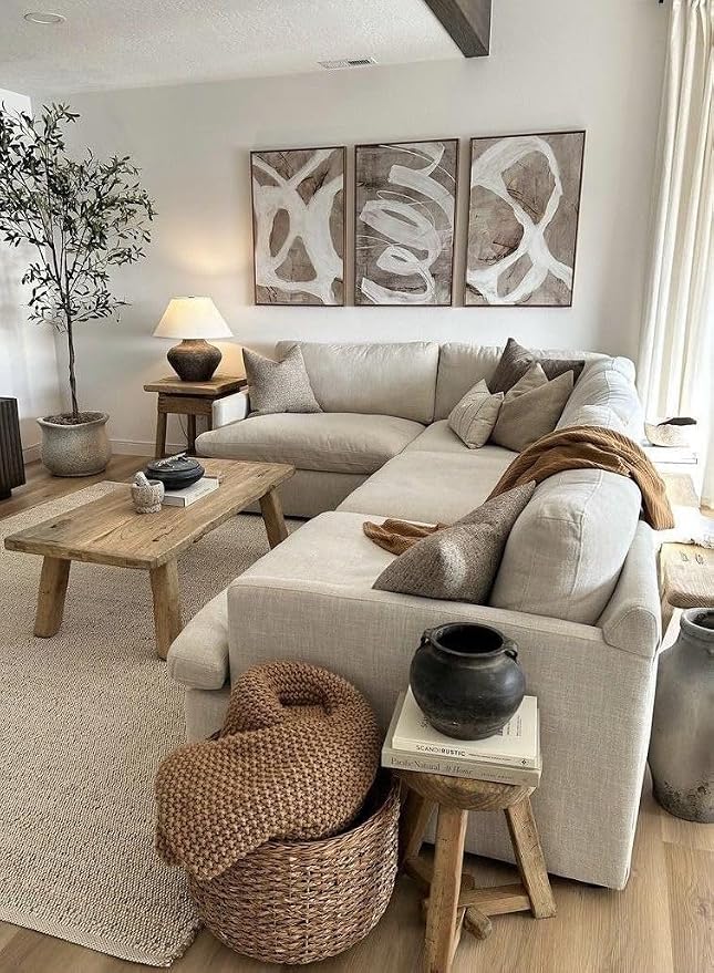 Jute Cotton Hand Woven Area Rug (8' x 10' Natural) | Farmhouse Area Rug for Living Room Bedroom Hallway Entryway Rustic Vintage Bohemian Décor