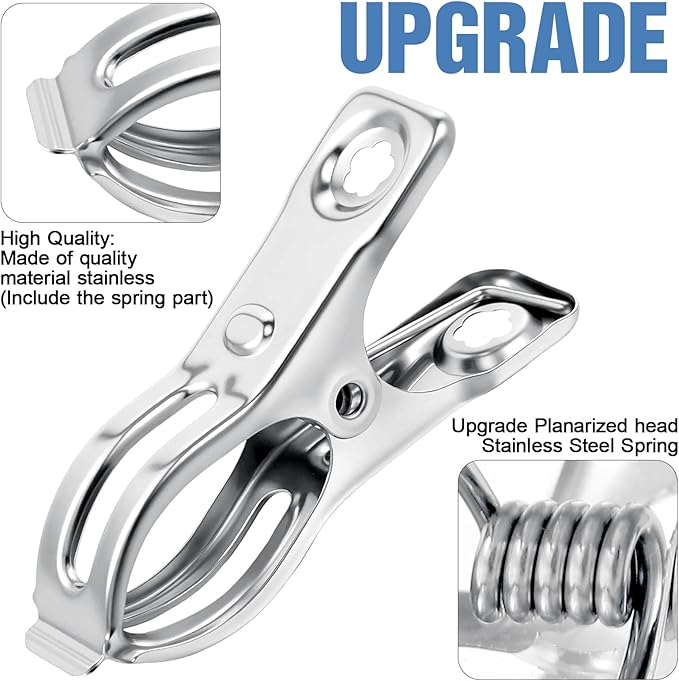 Upgraded 200 PCS Garden Clips, Greenhouse Clamps 100% Stainless Steel Heavy Duty Greenhuose Clips for Netting - Strong Grip to Hold Down Shade Cloth or Plant Cover on Garden Greenhouse Hoops