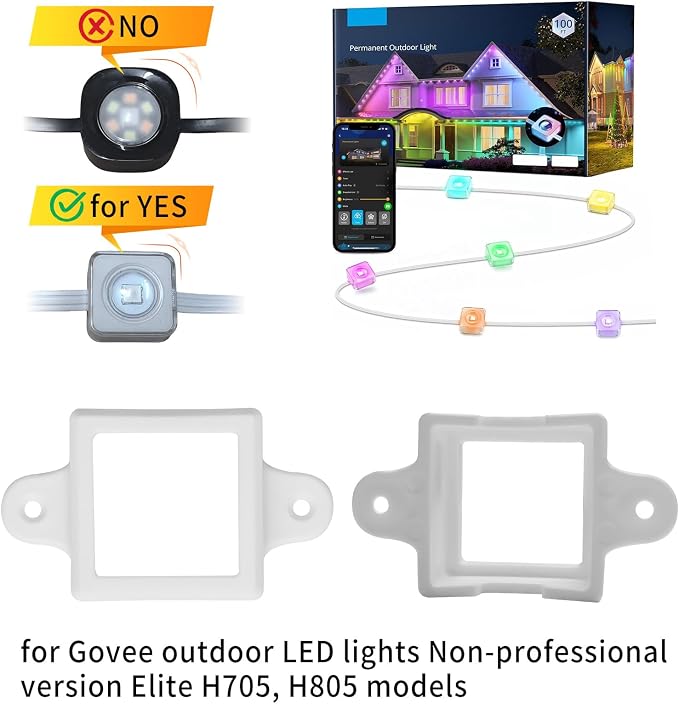 40 Light Clips for Govee Permanent Outdoor Lights Compatible with H705 H805 Non-pro Version Outdoor Light Mounting Bracket Clips & Screws (White)