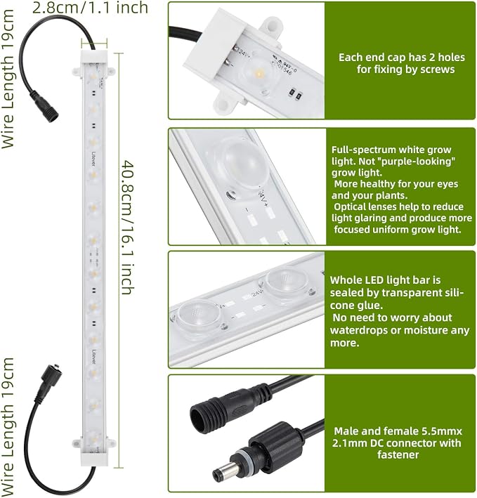 Litever Grow LED Light Strip Kits for Plants, 36W with Timer, Full Spectrum White Grow Lights, Easy Installation. Good for Indoor Plants Grow Shelf, Greenhouse, Grow Cabinets
