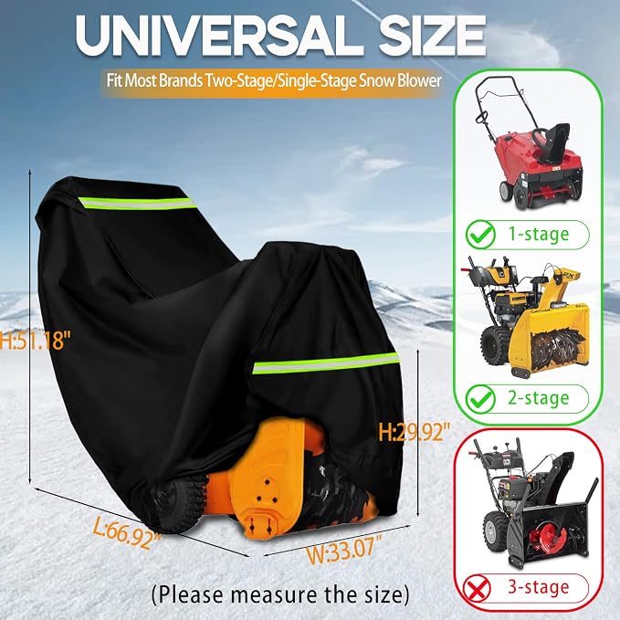 Snow Blower Cover Waterproof 24"-32" Heavy Duty 600D Universal Snow Thrower Cover,Outdoor Snowblower Cover fit Most Two Stage Snowblowers Fit for EGO,Ariens,PowerSmart,Craftsman,Cub Cadet