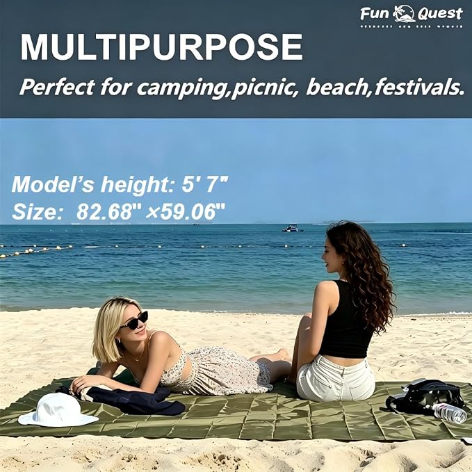 Picnic Blanket Waterproof – Packable Sand Proof Beach Blanket (0.42lb/0.66lb), Compact & Foldable, Fits in Pocket with Integrated Stakes, Ideal for Camping, Hiking, Travel, Concert, Festival