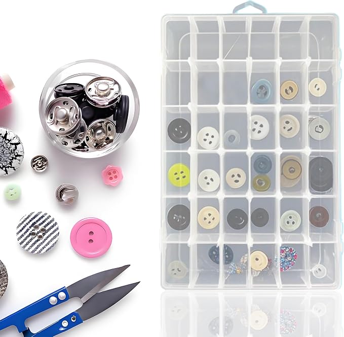 Guyuyii 2 Pack Bead Storage Containers with 36 Grids Adjustable Dividers | for Jewelry Making, Craft Organization, Diamond Painting, Compatible with Beads, Earrings, Small Hardware, Clear