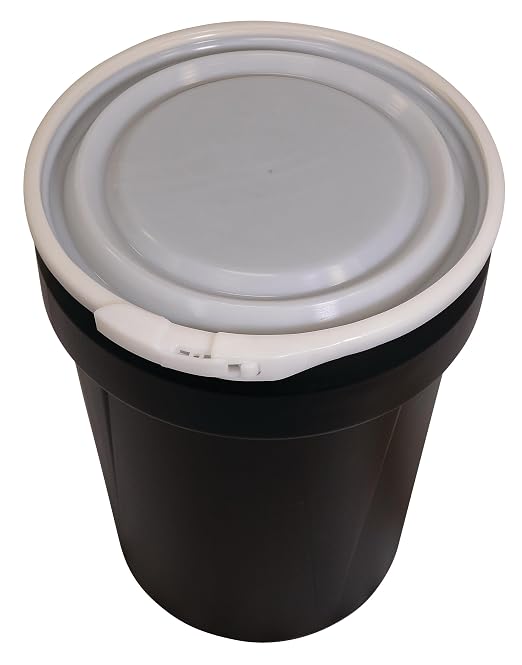 Eagle 30 Gallon Plastic Drum with Lid, Plastic Lever-Lock, 28.5"x21.1", Open Head Lab Pack Drum Made of Durable, Lightweight HDPE, Withstands Weather and Chemicals, Made in USA, Black, 1601BLK