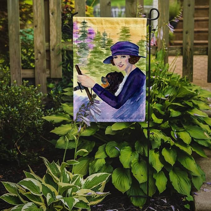 Caroline's Treasures SS8538GF Lady driving with her Pomeranian Garden Flag Mailbox Flag Decorative Yard Flag Banner Outside Patio Artwork Yard Flower Beds, Garden Size, Multicolor