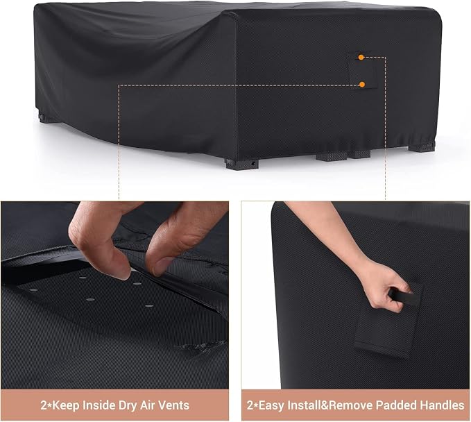 Mrrihand Heavy Duty Patio Furniture Covers, Outdoor Furniture Covers Waterproof Sectional Sofa Set, Patio Table and Chair Set Cover 102" L× 74" W× 28" H
