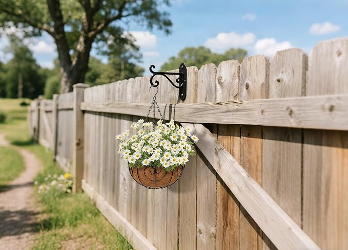 10 inch Metal Hanging Baskets for Plants Outdoor, 6 Pack Metal Wire Hanging Basket Planter with Coco Liner Flower Pots for Indoor Outdoor Garden Porch Patio, Heart-Shaped