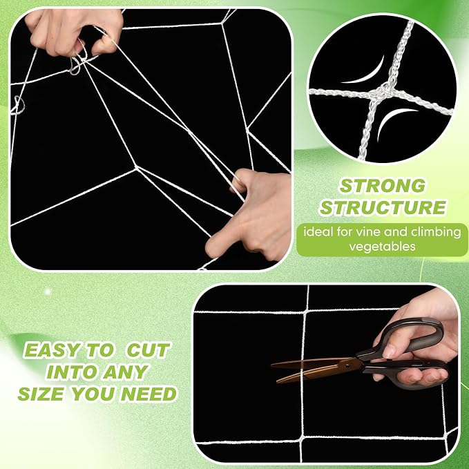 Berlune 5 x 1000 ft Trellis Netting Roll Heavy Duty Nylon Garden Trellis Netting with 6 Inch Mesh Soft Plant Support Net for Climbing Plants, Grape Racks, Growing Support Bean, Pea, Tomatoes