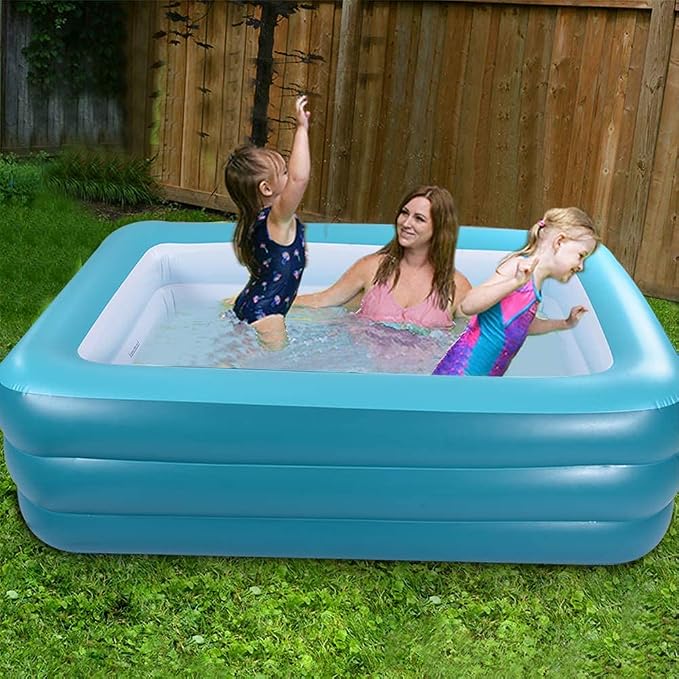 Inflatable Pools for Kids and Adults, 82" X 57" X 25" Kiddie Pools with Inflatable Soft Floor, Durable Family Swimming Pool for Backyard, Garden or Indoor (Green)