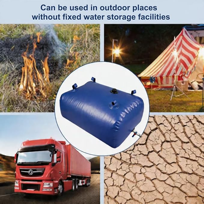 Water Storage Bladder Portable Heavy-Duty - 142Gal/540L with Stainless Steel Fittings, Leak-Proof & Durable – Portable Tank for Emergency, Farming, Irrigation Use（Glossy Surface）