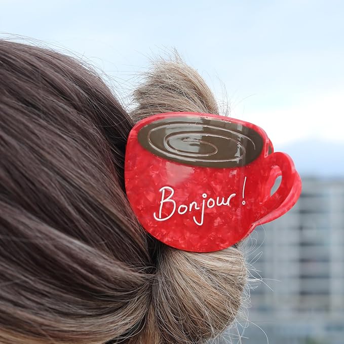 Personalized London Icon Coffee Cup Hair Calw Clip,Fun Acetate Hair Claw Clips for Women Girls Hair Accessories Gift