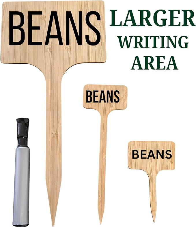 12" Extra-Tall Oversized Bamboo Garden Markers 10 Pack – Large Plant Labels Garden Tag Signs Easy to See Easy to Read Extra Large Writing Area