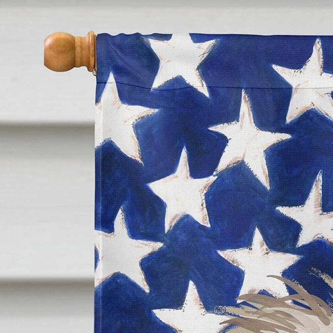Caroline's Treasures CK6670CHF Pyrenean Shepherd Dog American Flag House Flag Large Porch Sleeve Pole Decorative Outside Yard Banner Artwork Wall Hanging, Polyester, House Size, Multicolor
