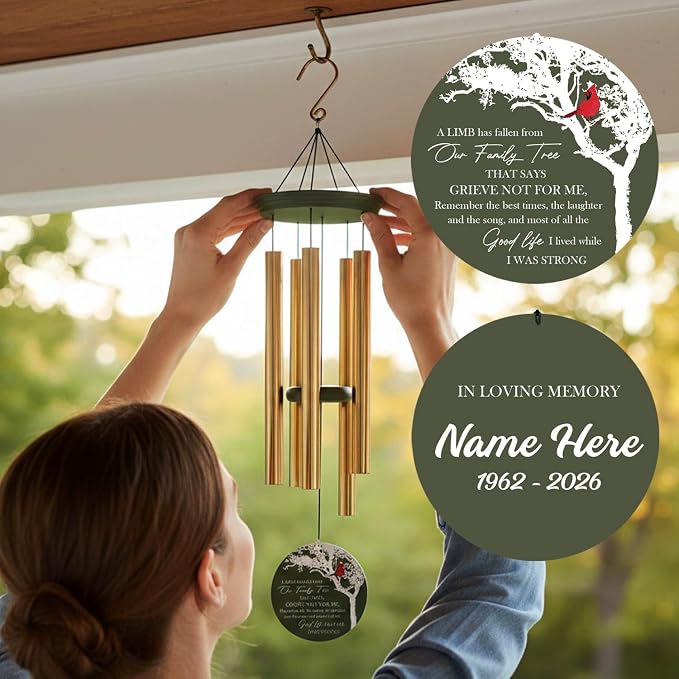 ASTARIN Wind Chimes Outdoor for The Loss of Mom Dad, Personalized Customized WindChimes for Loss of Loved One, Memorial Wind Chime as Sympathy Gift, Home Garden Patio Décor, 36''(Produced in Texas)