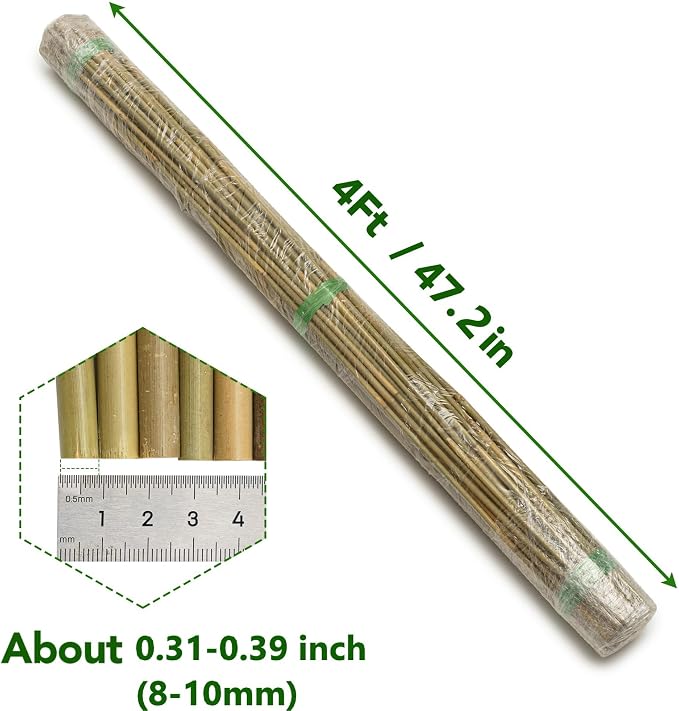 70 Pcs Bamboo Stakes, 4 Feet Natural Bamboo Garden Stakes for Plant, Garden Bamboo Plant Sticks for Plants Support, Tomato, Beans, Vegetable, Trees and Climbing Plants