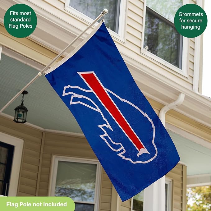 Team Sports America NFL Buffalo Bills 3x5 Outdoor Durable Flag with Grommets | Heavy Duty Flag & Banner for Outdoor Garden Patio | Indoor Wall Decor | Works with Flag Poles for Outside House