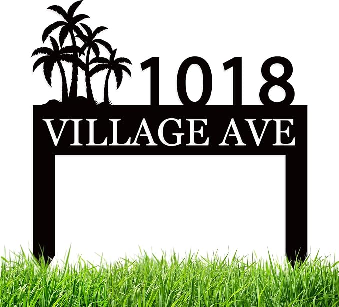 Personalized Palm Tree Address Sign, Personalized House Numbers with Stake, Address Yard Signs with Stakes, Personalized Yard Signs with Stakes, Address Signs for Yard, Address Numbers for House