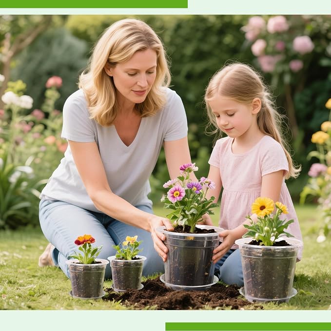 5 Inch Clear Nursery Pots with Drainage Trays, 15 Pack Plastic Pots for Plants, Clear Pot for Seed Starting, Transplanting, Succulents, and Indoor Gardening (5 inch)