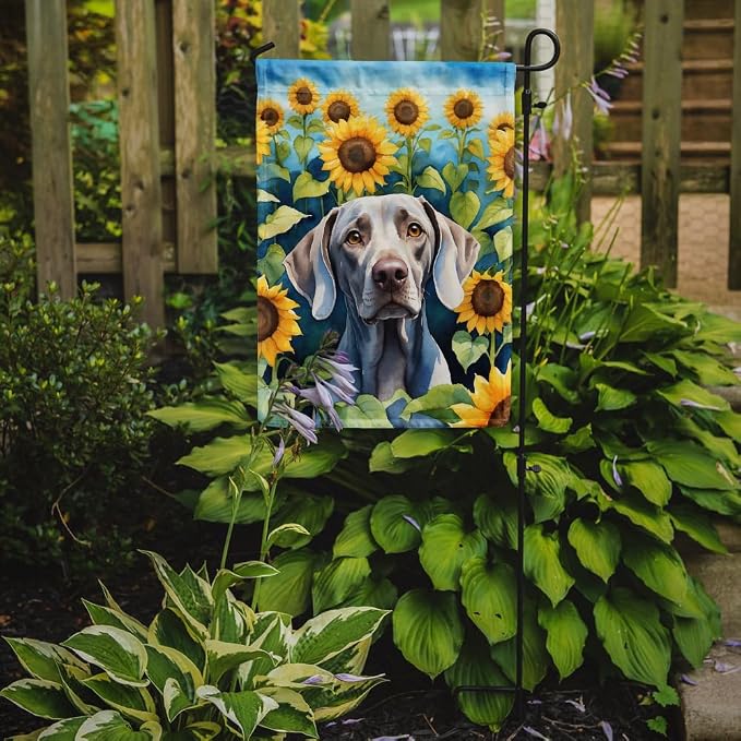 Caroline's Treasures DAC6170GF Weimaraner in Sunflowers Garden Flag Mailbox Flag Decorative Yard Flag Banner Outside Patio Artwork Yard Flower Beds, Garden Size, Multicolor
