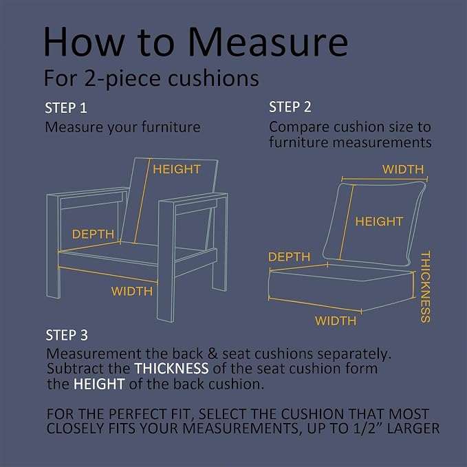 23.5"x27" Outdoor Deep Seat Patio Cushions Set of 2, Deep Seat Bottom Resilient Foam Filling Water-Resistant Stain-Resistant UV Resistant Weather Resistant with YKK Zippers, Sky