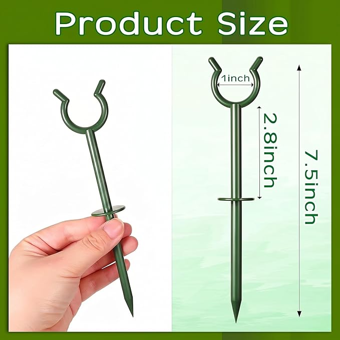 Taiyin 10 Pcs 3/4'' Garden Hose Holder Brackets Garden Guide Holder Decorative Outdoor Guide Stakes Support Spike Plant Tool to Keep Off Lawn for Yard (Green)