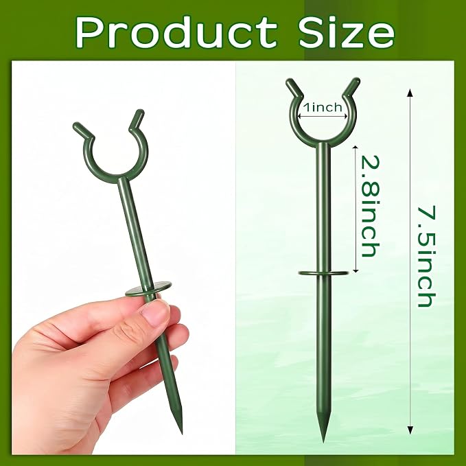 Taiyin 20 Pcs 3/4'' Garden Hose Holder Brackets Garden Guide Holder Decorative Outdoor Guide Stakes Support Spike Plant Tool to Keep Off Lawn for Yard (Green)
