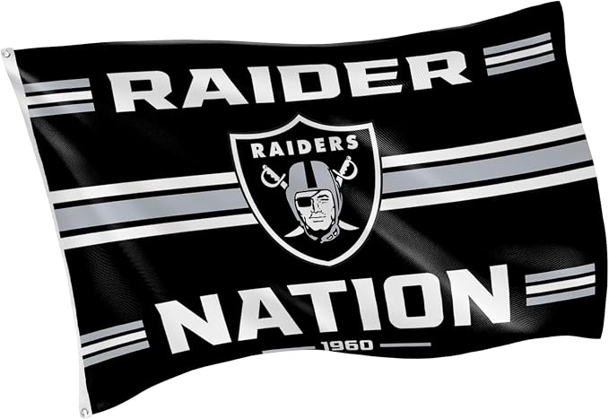 NFL Las Vegas Raiders Vintage Flag | 3 x 5 Estate Flag with Grommets | Heavy Duty Banner for Outdoor Garden Patio Decoration | Indoor Wall Decor for Room | Works with Flagpoles for Outside House